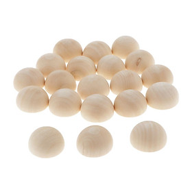 20Pcs Half Ball Natural Unfinished Wood For Jewelry Making DIY Crafts 25MM