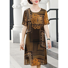 Đầm Suông Giấu Bụng Voan 2 Lớp BigSize Cho Người Lớn Tuổi In Ô Vuông - Thời Trang Trung Niên Cao Cấp Dạo Phố Thanh Lịch Goti 3274D