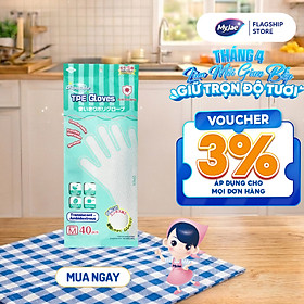 Găng Tay Chống Khuẩn TPE MyJae Một Lần Dùng Nấu Ăn, Rửa Chén Bát Size M (40 Cái/Hộp)