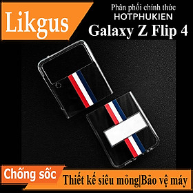 Ốp lưng chống sốc trong suốt cho Samsung Galaxy Z Flip 4 hiệu Likgus Thom Brow (chất liệu cao cấp, thiết kế thời trang họa tiết 3 sọc màu) - hàng nhập khẩu