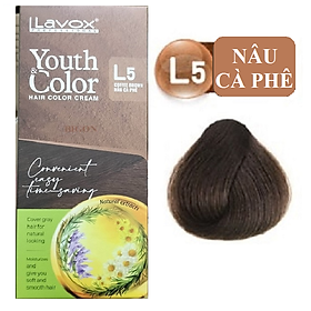 Nâu Cà Phê(Nâu Sáng L5) - Kem Nhuộm Dưỡng Tóc Phủ Bạc Lavox Youth&Color L5 - Màu Nâu Cà Phê (Mẫu Cũ Nâu Sáng)