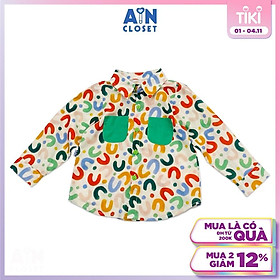 Áo sơ mi dài tay unisex cho bé họa tiết Chữ U cotton - AICDBTLN6SVX