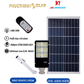 Đèn Đường Năng Lượng Mặt Trời 300W Jindian JDE-6300New Có Remote - Tiêu Chuẩn IP67 Chống Thấm Nước | Phúc Thịnh Solar