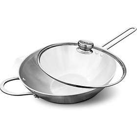 Chảo Zwilling wok 30 cm kèm vung kính Hàng chính hãng