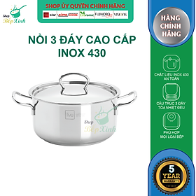 Nồi inox Fivestar 3 đáy bếp từ nắp inox (16cm ) ,tặng 1 muỗng canh