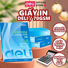 500 Tờ Giấy A4 Deli Giấy In Photo Cao Cấp Chính Hãng Loại Dày - Giấy Vẽ Chống Lóa Mỏi Mắt