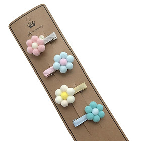 Kẹp Tóc Hoa Pompom Nhiều Màu Dễ Thương Cho Bé Gái Phong Cách Hàn Quốc - Doni House
