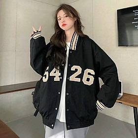 Áo khoác bomber Dù 2 lớp phom rộng thêu 5426 kiểu bóng chày phong cách ullzang unisex nam nữ thời trang teen hè