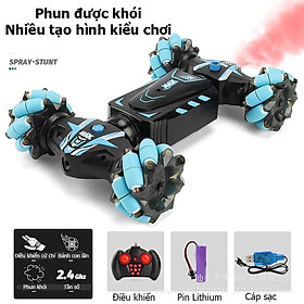 Xe ô tô điều khiển từ xa bằng cử chỉ có nhạc, đèn phun được khói xoay 360 độ cao - Xanh lam