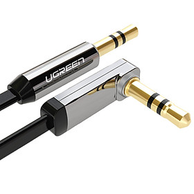 Dây Audio UGREEN 3.5mm dẹt, mạ vàng 1 đầu vuông 90 dài 5m TPE AV119 10729 (Đen) - Hàng Chính Hãng.