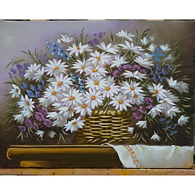 Mua Tranh Sơn Dầu Vẽ Tay - Rổ Cúc Họa Mi 30x40cm