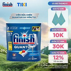 Viên Rửa Chén Bát Finish Powerball Quantum Powerful Clean & Shine 64 viên
