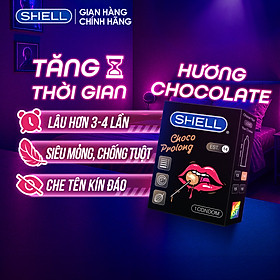 Bao cao su Shell Choco Prolong siêu mỏng, kéo dài thời gian, hương chocolate - Hộp 1 cái | SHELL CHÍNH HÃNG