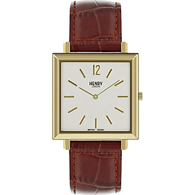 Đồng Hồ Nam Dây Da Bò Henry London HL34-QS-0268 Heritage Square (34mm) - Nâu + Dịch Vụ Khắc Tên