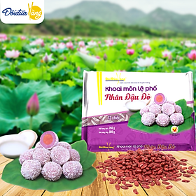 Khoai môn lệ phố nhân đậu đỏ Đôi Đũa Vàng, đồ ăn vặt bánh khoai thơm dẻo 260g