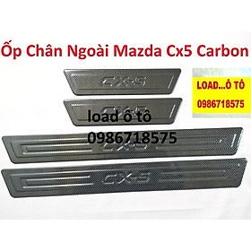 Ốp Bậc Cửa, Nẹp Bước Chân Ngoài  Mazda CX5 2022-2018 Mẫu Vân Carbon Cao Cấp