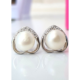 Bông Khuyên Tai Ngọc Trai - Kiểu Nụ - Mở Cửa Trái Tim - Sang Trọng - Trang Sức Cô Tấm - DANKO PEAL (8-9ly) - COTAM0406 -Bạc S925 Nạm Zircon