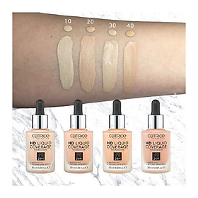 Kem nền Catrice HD Liquid Coverage Foundation che phủ tự nhiên tạo độ mịn màng cho da 30ml