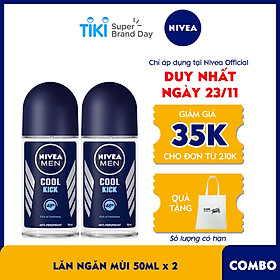 Combo 2 Lăn Ngăn Mùi NIVEA MEN Cool Kick Mát Lạnh (50ml) - 82886
