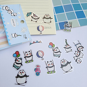 Bộ 40 Sticker Hình Dán Mini Gấu Trúc Làm Xiếc