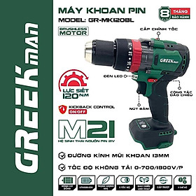 MÁY KHOAN PIN 21V 13MM GR-MK120BL GREEKMAN -HÀNG CHÍNH HÃNG GR-MK120BL GREEKMAN -HÀNG CHÍNH HÃNG