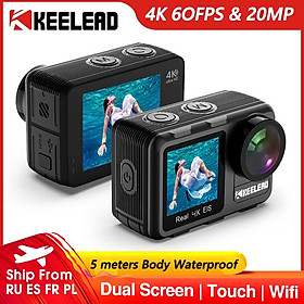 Keelead K80 Camera hành động 4K 60fps 20MP 2.0 Touch LCD EIS Dual Screen WiFi 5M Body Waterprooter Control Control 4x Zoom Sports Cam Màu sắc: Không có RC