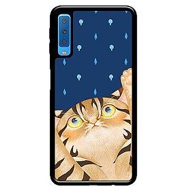 Ốp in cho Samsung Galaxy A7 2018 Mèo Xanh - Hàng chính hãng