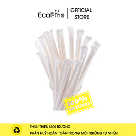 Mua Bịch 100 ống hút giấy phi 6mm màu trắng ECOPINE (có bọc giấy)