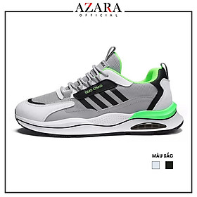 Giày Thể Thao Nam AZARA- Sneaker Màu Đen Viền Xám - Màu Xám, Giày Thể Thao Đế Êm, Vải Thoáng, Dễ Phối Đồ - G5256