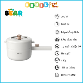 Mua Nồi Điện Đa Năng  Nồi Điện Mini BEAR DRG-P16M2 Dung Tích  1.6L Công Suất 700W Bản Quốc Tế - Hàng Chính Hãng