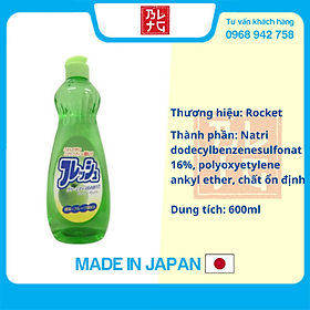 Chai nước rửa bát chén hương táo 600ml Rocket nội địa Nhật Bản