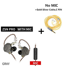 KZ ZSN PRO 1DD 1BA Công nghệ lai Tai nghe nhét trong tai HIFI Metal Bass Earbud Sport Tai nghe khử tiếng ồn ZSX ZS10 PRO EDX ZST Màu sắc: Mic xám (SG