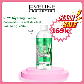 [Deal 169k] Nước tẩy trang làm dịu mát da 3 trong 1 Eveline chiết xuất Lô hội Facemed 400ml