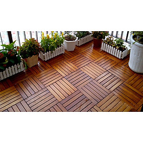 Bộ 5 Vỉ gỗ lót sàn D30xR30xC2.4cm, vỉ gỗ lót ban công, ngoài trời, sân vườn, siêu bền, xuất khẩu Châu Âu