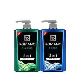 Combo Tắm gội 2 trong 1 Romano Classic 650gr và Tắm gội Force 650gr