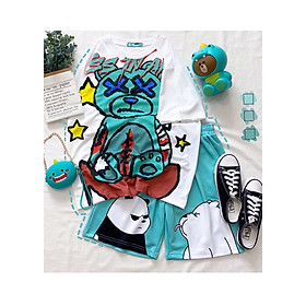 Set đồ unisex Gấu trúc gồm 1 quần cartoon kèm 1 áo thun nam nữ form rộng tay lỡ Freesize mặc vừa từ 40-65kg Molly Urban