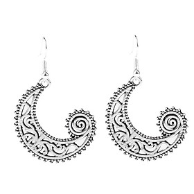 Bohemian Swirl Spiral Moon Dangle Earrings Wedding Jewelry Antique Gold