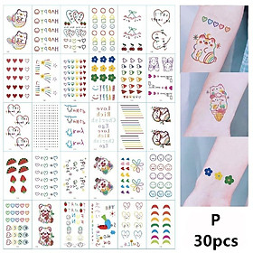 30 hình xăm dán 3D trái tim nhiều màu chống nước siêu cute ngẫu nhiên
