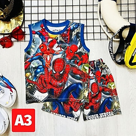 Bộ đồ siêu nhân nhện 3 lỗ từ 9-46kg -quần áo sát nách bé trai vải cotton thun lạnh