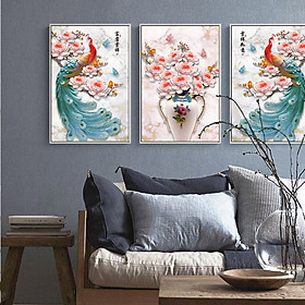 Tranh Canvas treo tường nghệ thuật | Tranh bộ nghệ thuật 3 bức | HLB_096