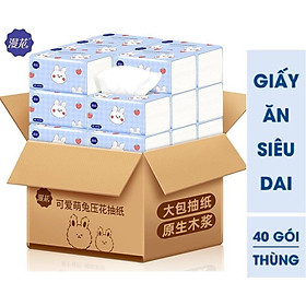 Giấy Ăn Thỏ Trắng Siêu Dai Siêu Mịn Thùng 40 Gói Giấy Ăn Rút Hình Thỏ (Hàng Nội Địa Trung Quốc)