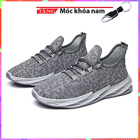 Hình ảnh Giày Sneakers buộc dây Đế sấm sét xám ký tự du lịch thể thao K21 Tặng móc khóa nam cao cấp