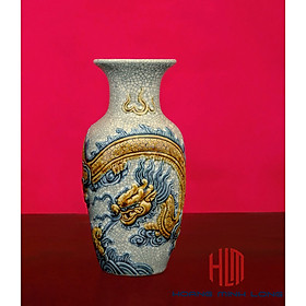 Mua Lọ Lộc Bình Men Rạn Đắp Nổi Chiều Cao 26cm