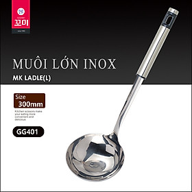 Muôi múc canh cỡ lớn dài 30 cm, rộng 8 cm bằng thép không gỉ an toàn sức khỏe GGOMi Hàn Quốc GG401