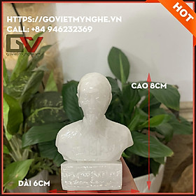 Tượng đá trang trí tượng bán thân Bác Hồ Chủ Tịch Hồ Chí Minh - Size mini cao 8cm - màu trắng đá non nước