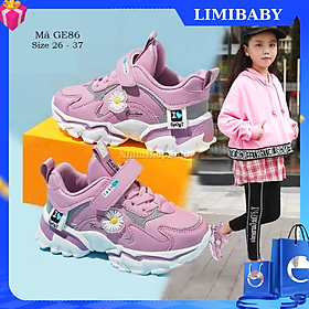Giày thể thao bé gái dáng sneaker năng động đế Eva siêu nhẹ màu tím họa tiết hoa cúc cho trẻ em 3 - 12 tuổi GE86