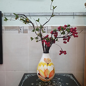 Mua Bình vẽ hoa vàng hút tài lộc Sơn Mài Cao Cấp Thanh Bình Lê size 24x18x18 cm Cắm Hoa  Trang Trí Kệ  Bàn Làm Việc  Quà Tặn