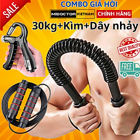 Thanh Gậy bẻ lò xo cho bé 10kg 20kg Trẻ Em 30kg 40kg 50kg 60kg 100kg Người Lớn - Hãng miDoctor - Combo Gậy 30Kg+Kìm Đêm Số+Dây nhảy