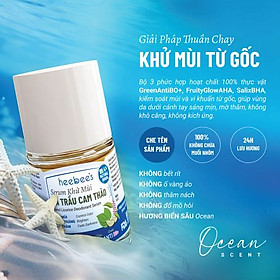 Serum Khử Mùi Thảo Dược Thuần Chay Lá Trầu Cam Thảo Heebee’s Lăn Khử Mùi, Sáng Mịn, Mờ Thâm, Ngăn Mùi 12H 30ml