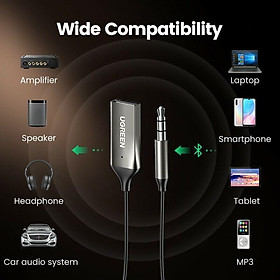 Ugreen UG70603CM309TK 1.5M dây lò xo 3.5mm v5.0 bộ nhận Bluetooth dùng cho loa hay trên xe hơi - HÀNG CHÍNH HÃNG
